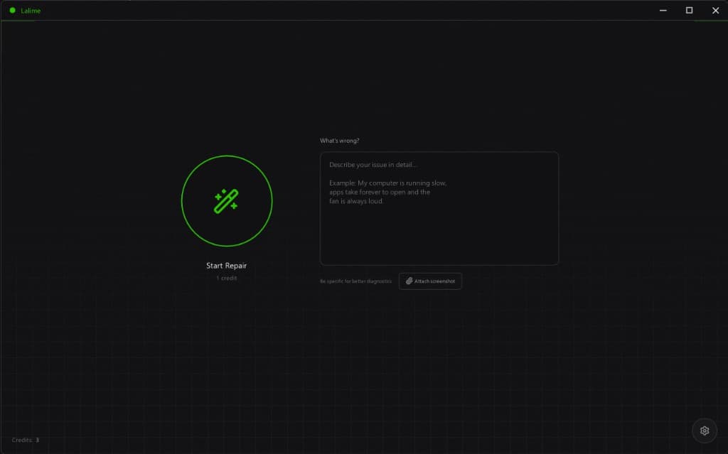 Lalime app repair screen